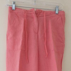 Talbots Petits Salmon Pink Crop Pants, 100% Irish Linen, Size 2